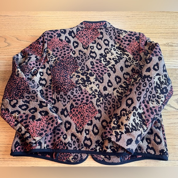Molly & Maxx Cat Print Blazer Jacket Brown & Black Zip Front Tapestry Size PXL - Picture 6 of 8